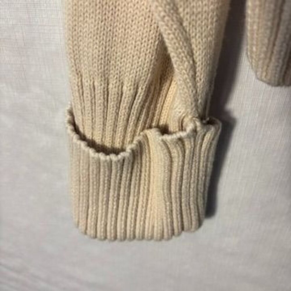 Oversized Beige Ribbed Cotton Sweater Women’s XL - Picture 3 of 9